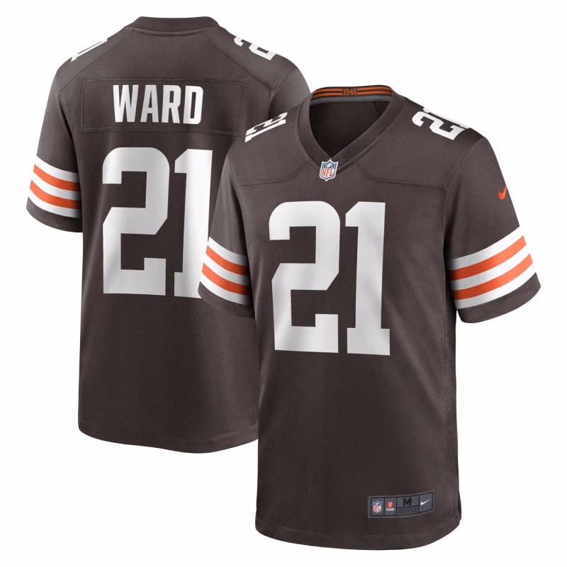 Denzel Ward #21 Cleveland Browns Nike Game NFL Jersey Brown view 1