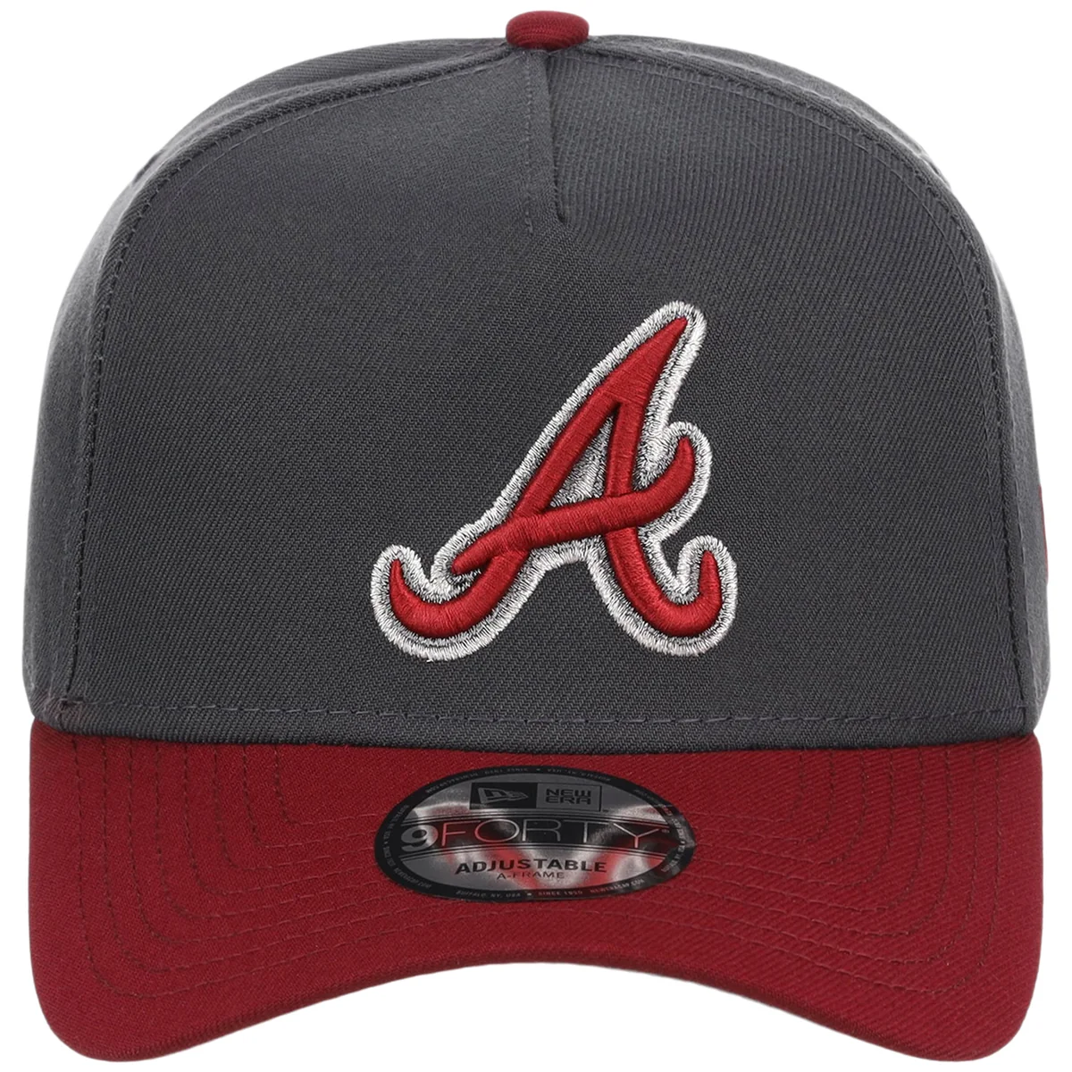 Atlanta Braves MLB Graphite x Cardinal FASHION CORE New Era 9FORTY A-Frame detail view