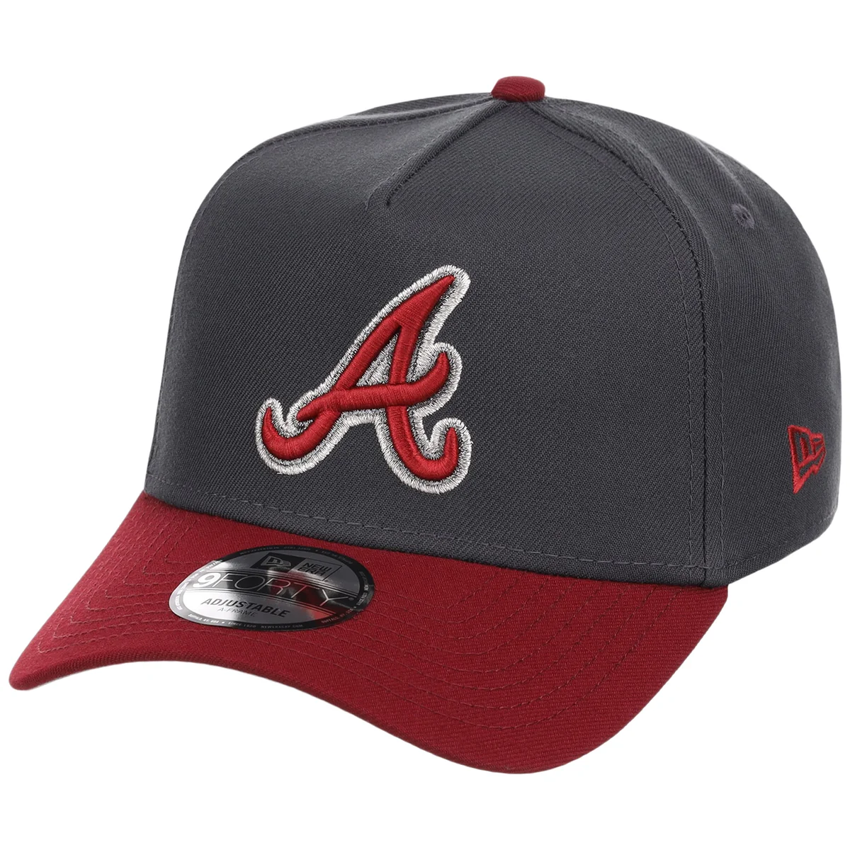 Atlanta Braves MLB Graphite x Cardinal FASHION CORE New Era 9FORTY A-Frame detail view