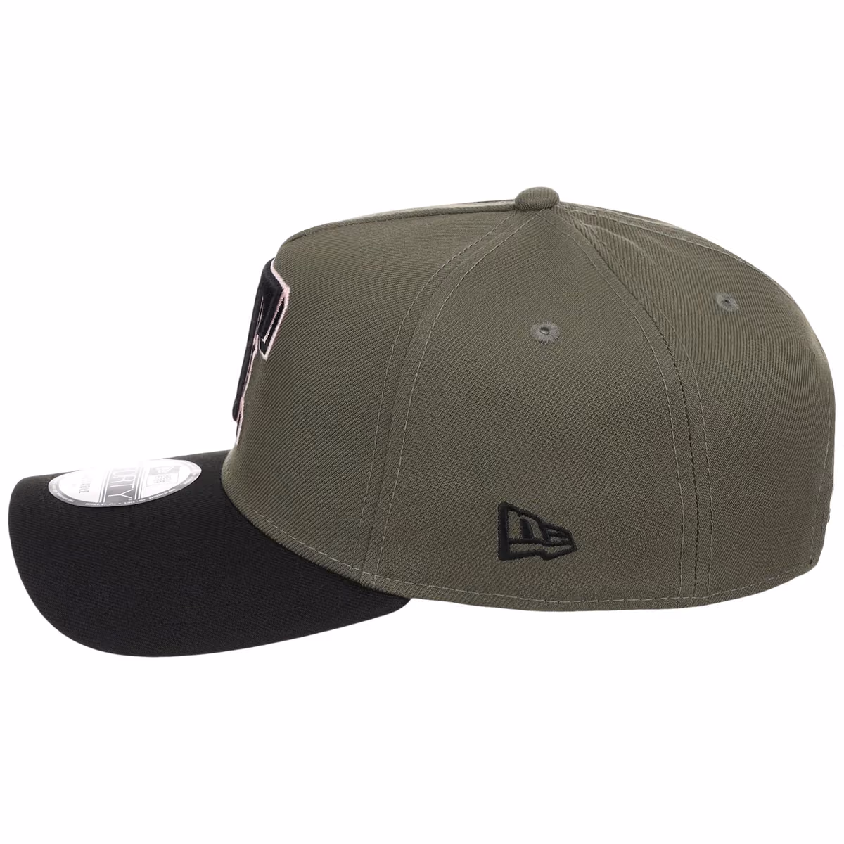 Texas Rangers MLB Olive x Black & Pink FASHION CORE New Era 9FORTY A-Frame detail view