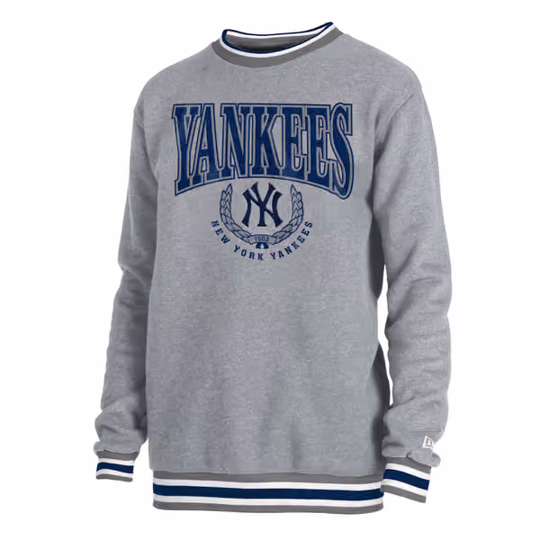 New York Yankees Throwback MLB Crew Sweatshirt Gray view 3