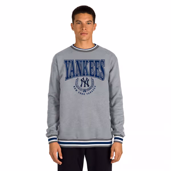 New York Yankees Throwback MLB Crew Sweatshirt Gray view 1