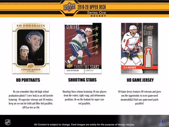 2019/20 Upper Deck Series 1 Hockey Hobby Box NHL view 3