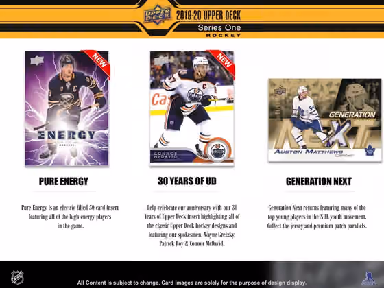 2019/20 Upper Deck Series 1 Hockey Hobby Box NHL view 4