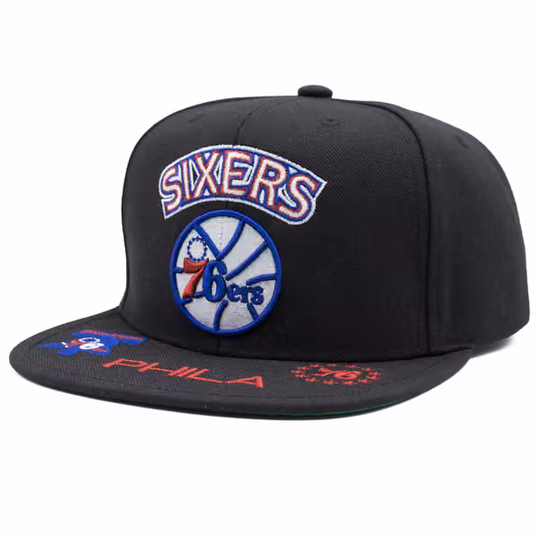Philadelphia 76ers Front Loaded Mitchell & Ness Snapback NBA Cap Black product photo