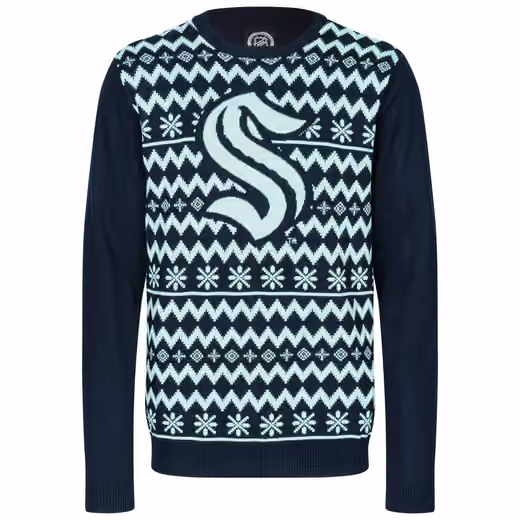 Seattle Kraken NHL Big Logo Ugly Christmas Sweater view 1