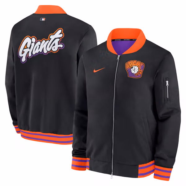 San Francisco Giants City Connect 2026 MLB Authentic Dugout Bomber Jacket Black view 1
