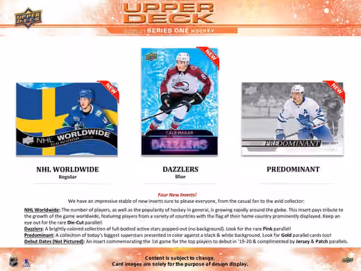 2020/21 Upper Deck Series 1 Hockey Hobby Box NHL view 3