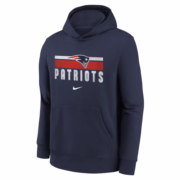 New England Patriots NFL Team Stripes Nike Club Hoodie (YOUTH) view 2