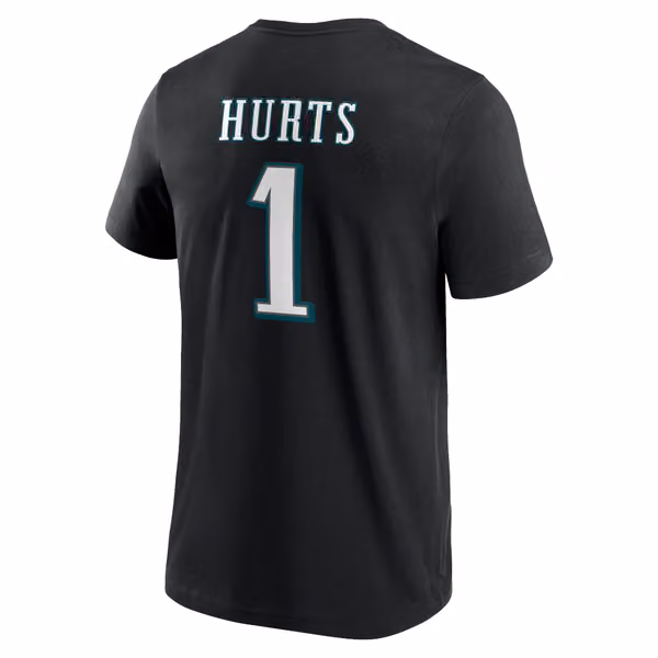 Jalen Hurts #1 Philadelphia Eagles Player NFL T-Shirt Black view 3