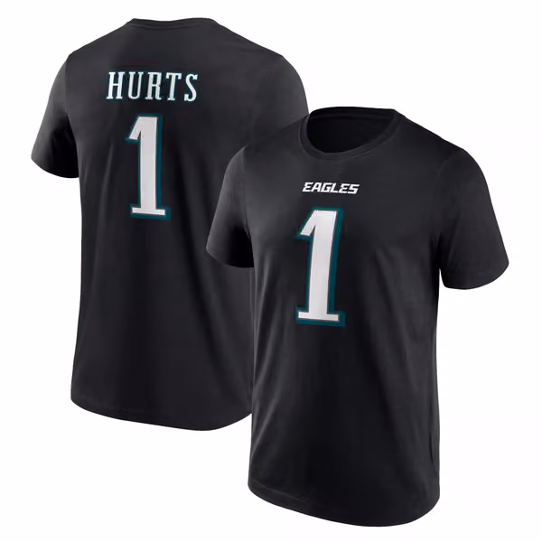Jalen Hurts #1 Philadelphia Eagles Player NFL T-Shirt Black view 1