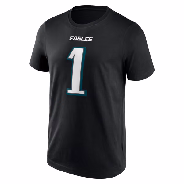 Jalen Hurts #1 Philadelphia Eagles Player NFL T-Shirt Black view 2