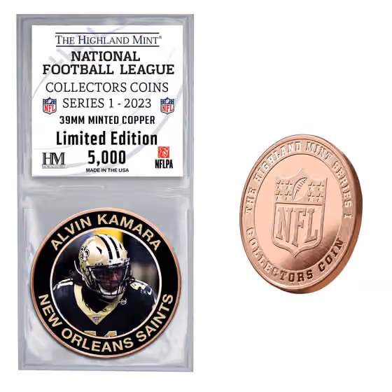 NFL Collectors Coins Series 1 Alvin Kamara New Orleans Saints Commemorative Coin view 1