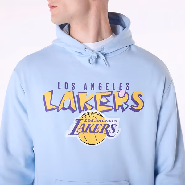 Los Angeles Lakers Block Graphic New Era Oversized NBA Hoodie Blue view 3