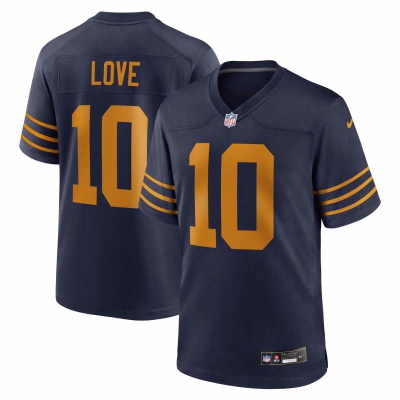 Jordan Love #10 Green Bay Packers Game NFL Jersey Alternate Navy view 1