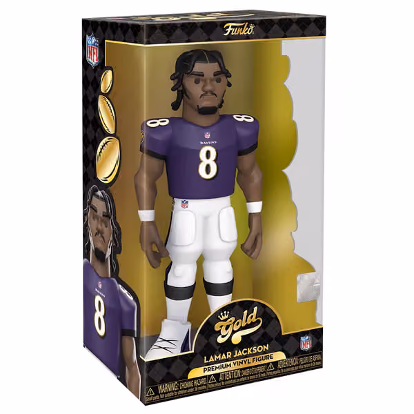 Funko Vinyl Gold 12" Lamar Jackson Baltimore Ravens NFL Figure view 1