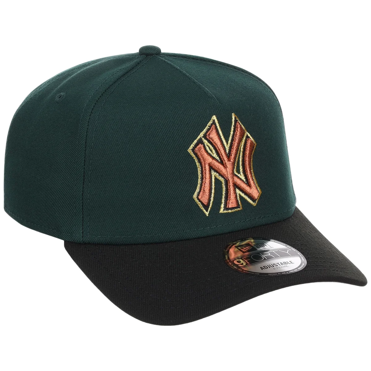 New York Yankees MLB Dark Green x Black FASHION CORE New Era 9FORTY A-Frame front view