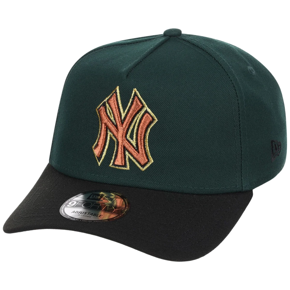 New York Yankees MLB Dark Green x Black FASHION CORE New Era 9FORTY A-Frame detail view