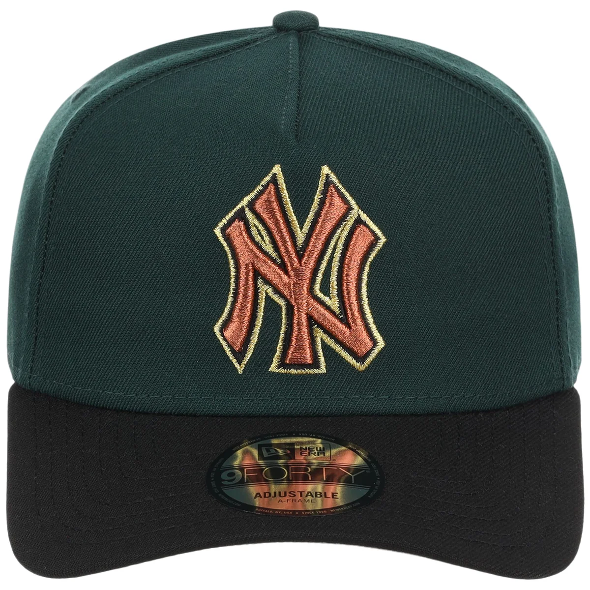 New York Yankees MLB Dark Green x Black FASHION CORE New Era 9FORTY A-Frame detail view