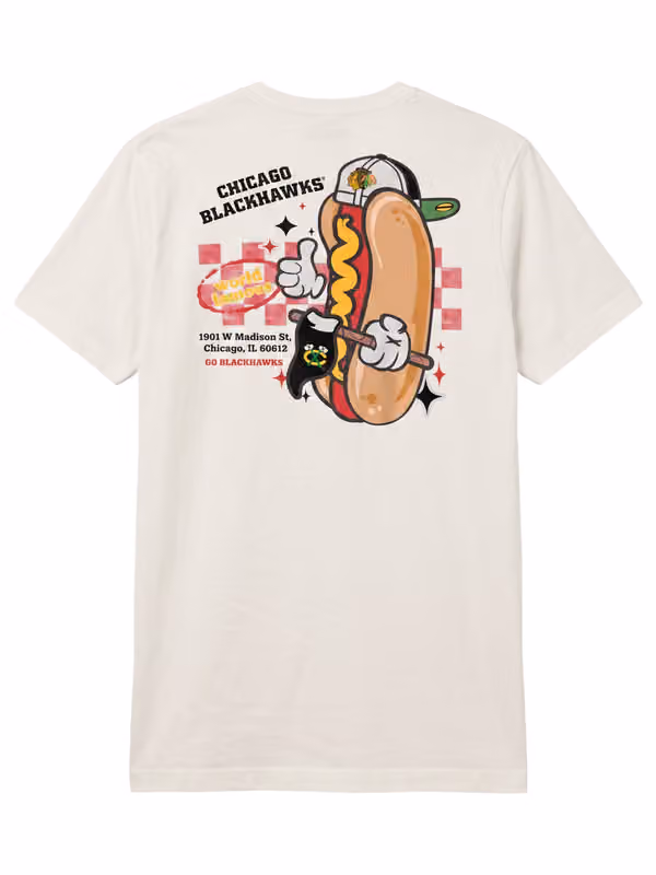 Chicago Blackhawks Ballpark Hot Dog Oversized NHL T-Shirt Cream view 2