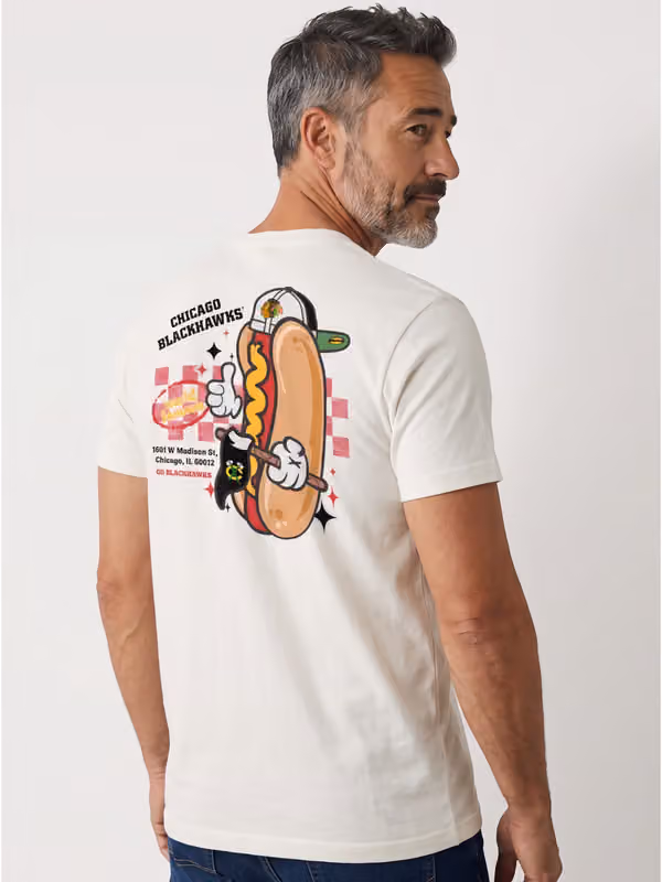 Chicago Blackhawks Ballpark Hot Dog Oversized NHL T-Shirt Cream view 1