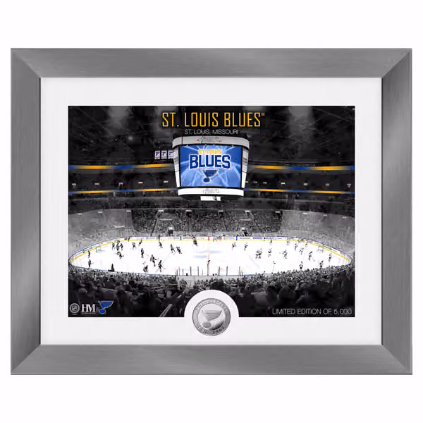 St. Louis Blues Art Deco Stadium Silver Coin Framed NHL Photo view 1