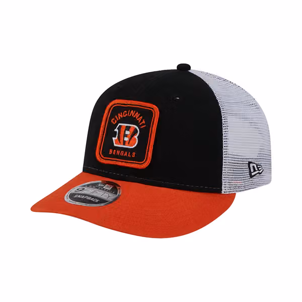 Cincinnati Bengals Patch Trucker New Era Low Profile 9FIFTY Snapback Cap product photo
