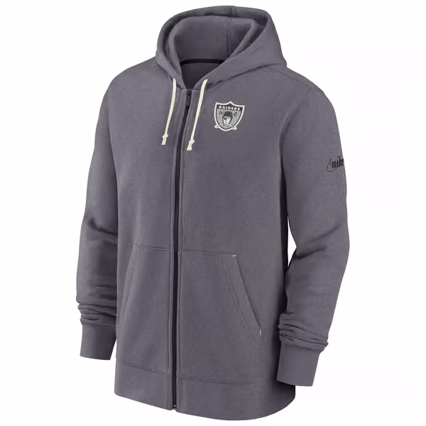 Las Vegas Raiders Historic Nike NFL Full-Zip Fleece Hoodie Gray view 1