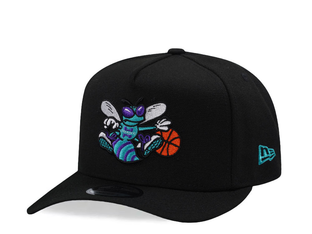 New Era Charlotte Hornets Black Classic Edition 9Fifty A Frame Snapback Hat front
