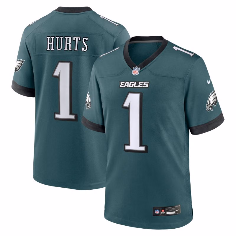 Jalen Hurts #1 Philadelphia Eagles 2026 Game NFL Jersey Green view 1
