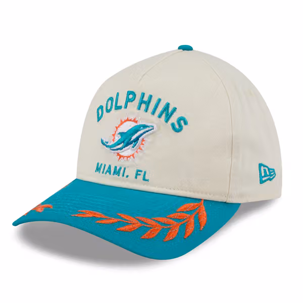 Miami Dolphins 2025 NFL Draft 9TWENTY A-Frame Adjustable Cap Cream product photo