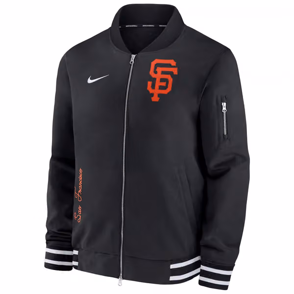 San Francisco Giants 2024 MLB Authentic Collection Nike Bomber Jacket Black view 2