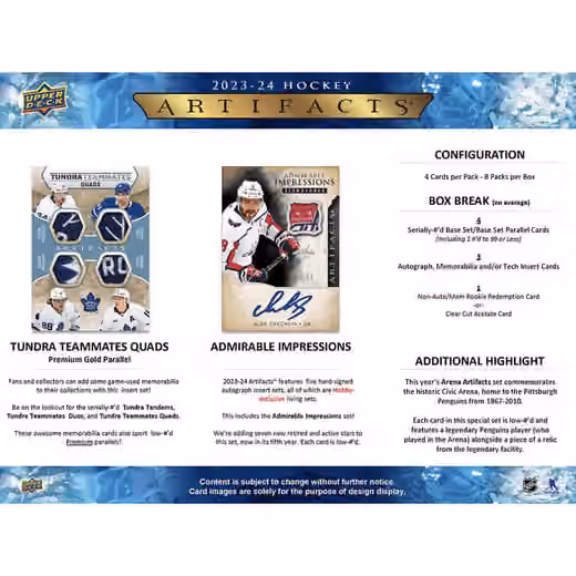 2023/24 Upper Deck Artifacts Hockey NHL Hobby Box view 5