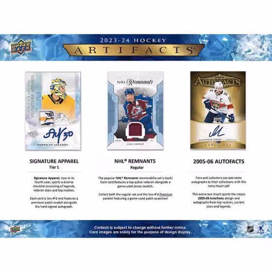 2023/24 Upper Deck Artifacts Hockey NHL Hobby Box view 3