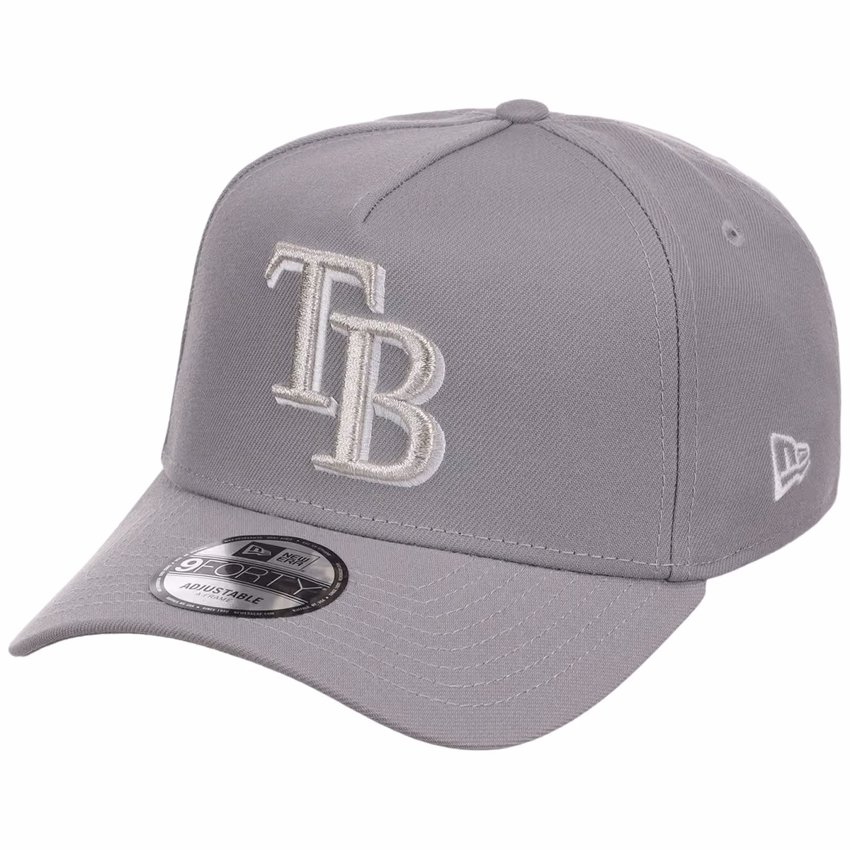 Tampa Bay Rays MLB Gray x White FASHION CORE New Era 9FORTY A-Frame detail view