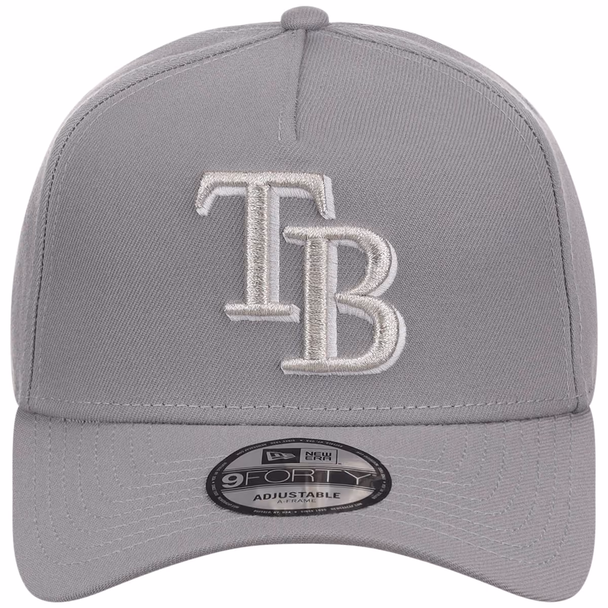 Tampa Bay Rays MLB Gray x White FASHION CORE New Era 9FORTY A-Frame detail view