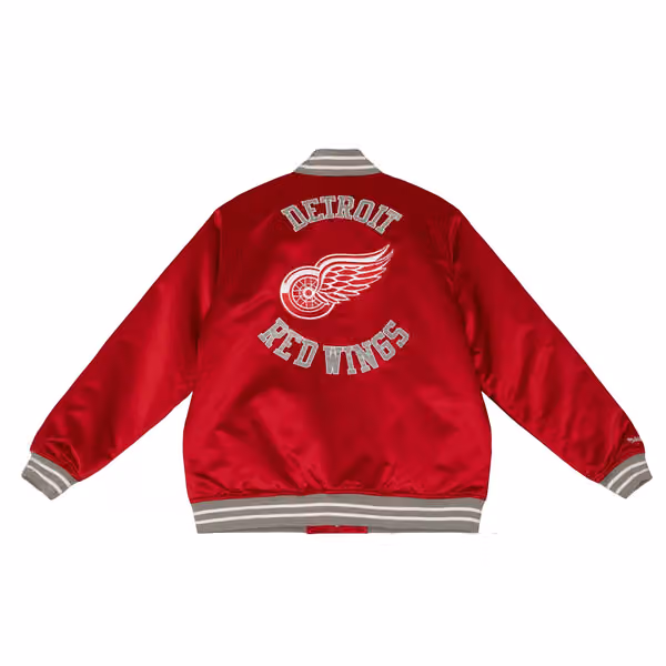 Detroit Red Wings Heavyweight Satin Mitchell & Ness NHL Jacket Red view 2