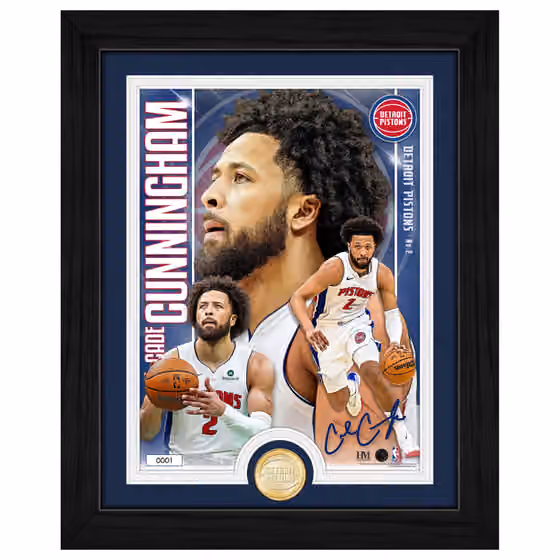 Cade Cunningham Detroit Pistons Artist Proof Bronze Coin NBA Photo Frame view 1
