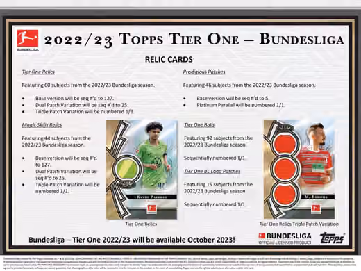 2022/23 Topps Tier One Bundesliga Soccer (Fussball) Hobby Box view 6