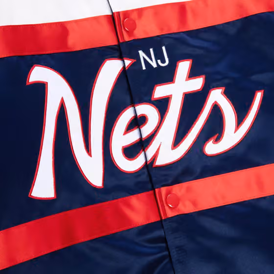 New Jersey Nets Mitchell & Ness Script Heavyweight Satin NBA Jacket view 3