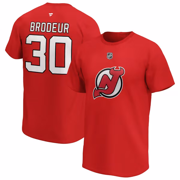 Martin Brodeur #30 New Jersey Devils Alumni Fanatics NHL T-Shirt Red view 1