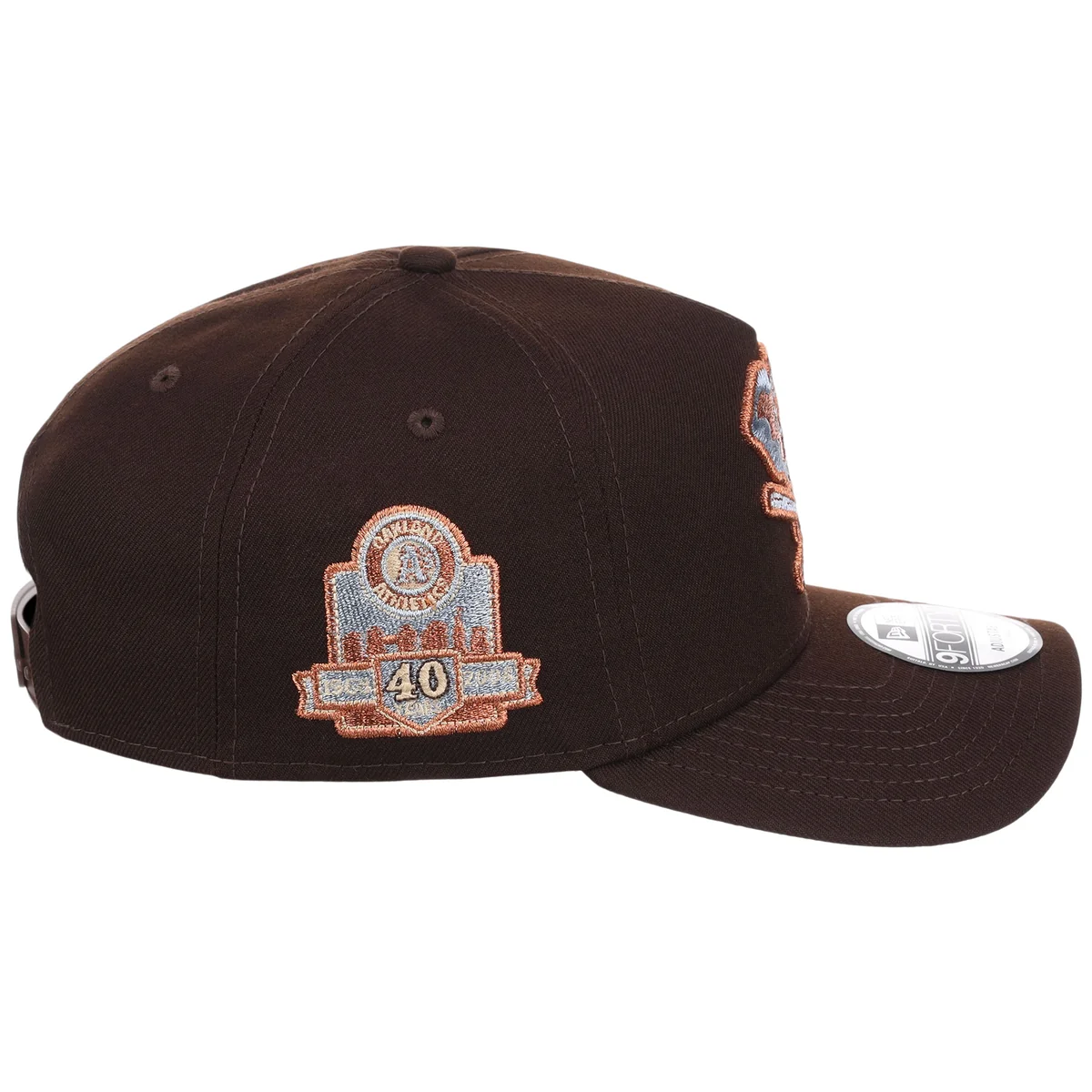 Oakland Athletics MLB Frosted Bark New Era 9FORTY A-Frame detail view