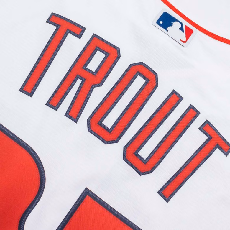 Mike Trout #27 Los Angeles Angels Nike MLB Jersey White view 4