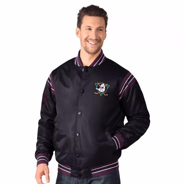 Anaheim Ducks Starter Vintage Enforcer NHL Varsity Jacket view 1