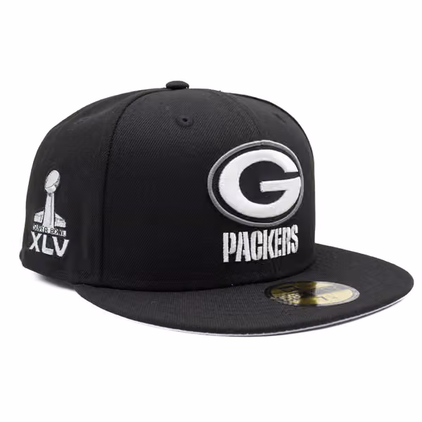 Green Bay Packers Super Bowl XLV New Era 59FIFTY Fitted NFL Cap Black product photo