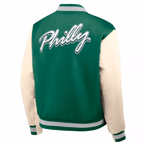 Philadelphia Eagles Rewind Legacy Bomber Jacket Green/Cream view 3