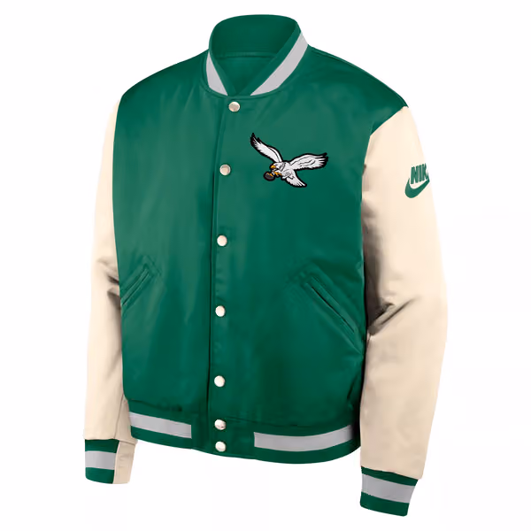 Philadelphia Eagles Rewind Legacy Bomber Jacket Green/Cream view 2