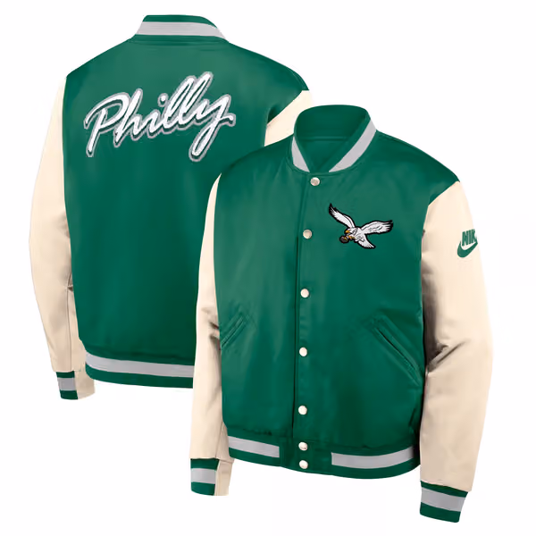 Philadelphia Eagles Rewind Legacy Bomber Jacket Green/Cream view 1