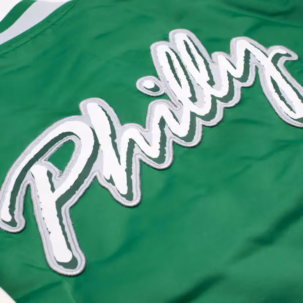 Philadelphia Eagles Rewind Legacy Bomber Jacket Green/Cream view 5