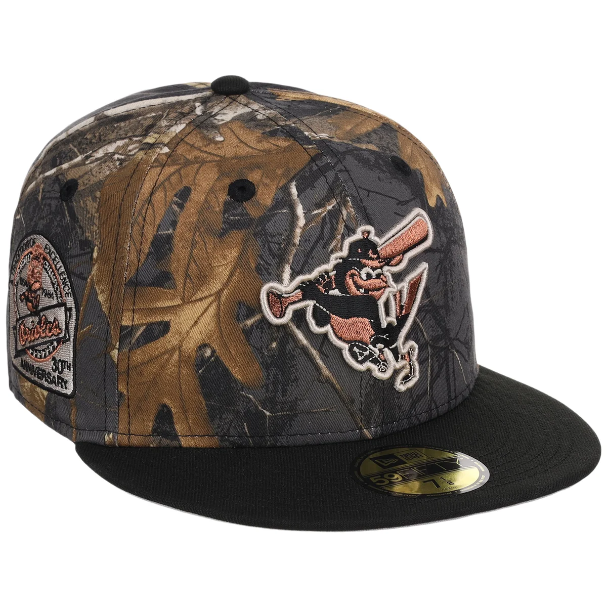 Baltimore Orioles MLB Black Realtree 2-TONE Black & Copper New Era 59FIFTY front view
